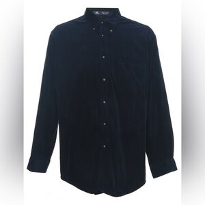 John Ashford men’s navy blue Corduroy long sleeve button down Shirt sz large 90s